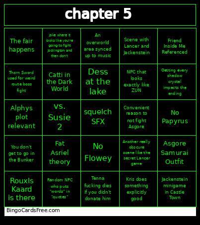 DELTARUNE CHAPTER 5 Bingo Card 2