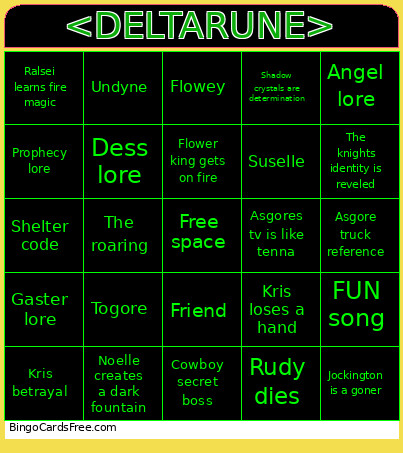 Deltarune Chapter 5 Bingo Card 2