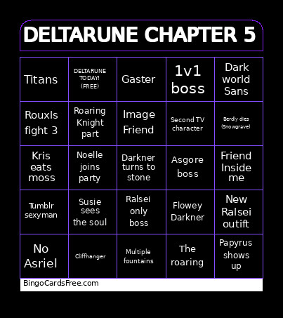 Deltarune Chapter 5 Bingo Card 2