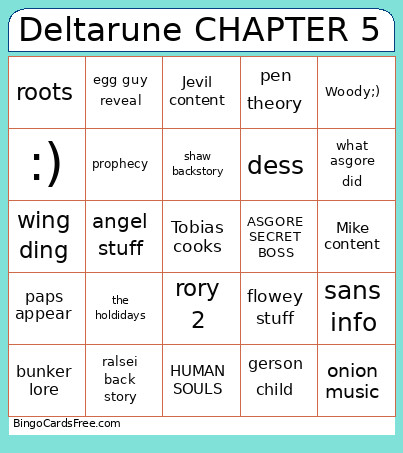 Deltarune CHAPTER 5 Bingo Card 2
