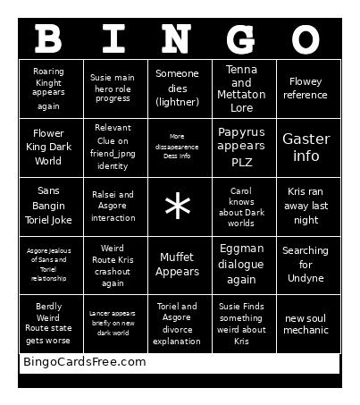 DELTARUNE CHAPTER 5 BINGO