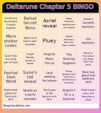 Deltarune Chapter 5 Bingo Card 3