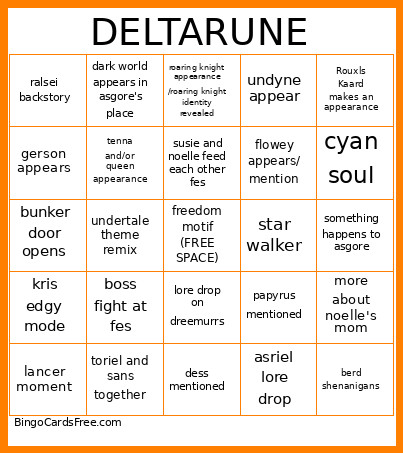 Deltarune Chapter 5 Bingo Card 3