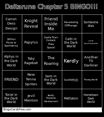 Deltarune Chapter 5 !!! Bingo Card