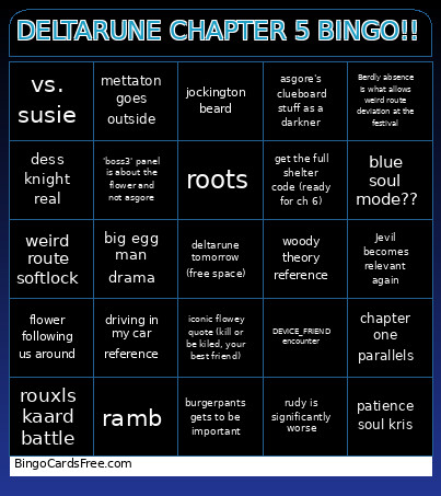 DELTARUNE CHAPTER 5 !! Bingo Card