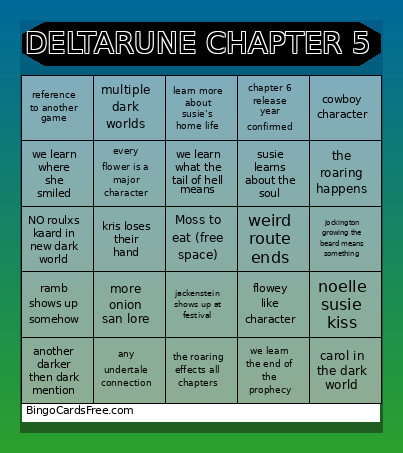 Deltarune Chapter 5 Bingo Card 5