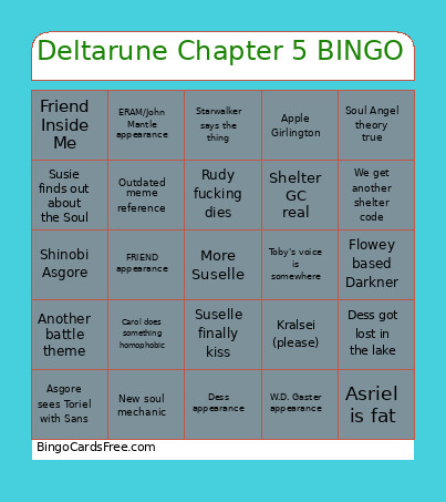 Deltarune Chapter 5 Bingo Card 2