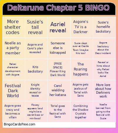 Deltarune Chapter 5 Bingo Card 3