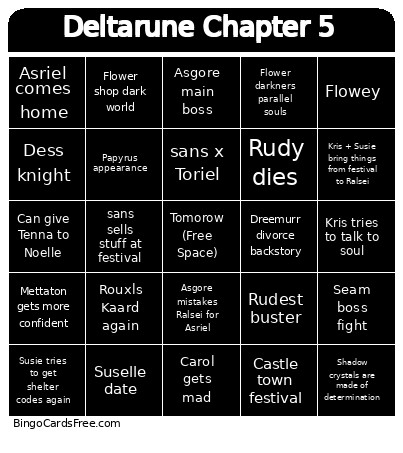 Deltarune Chapter 5 Bingo Card 2
