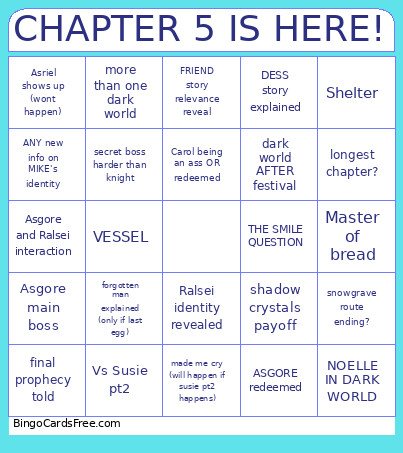 Deltarune Chapter 5 Bingo Card 3