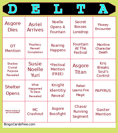 DELTARUNE CHAPTER 5 (MOST POPULAR THEORIES) Bingo Card