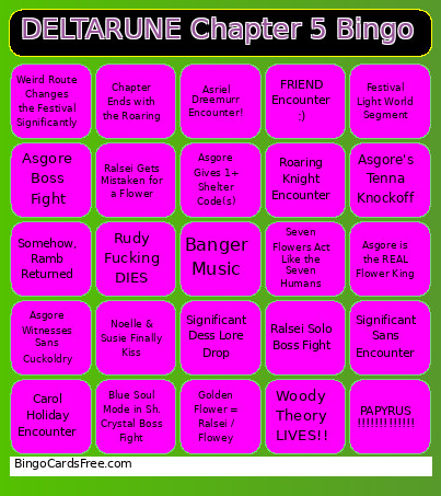 DELTARUNE Chapter 5 (Scissorbirb Edition) Bingo Card