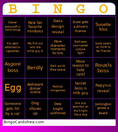 Deltarune chapter 5 prediction bingo