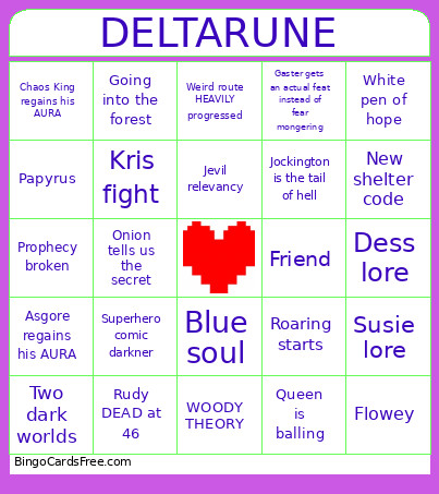 DELTARUNE CHAPTER 5 PREDICTIONS Bingo Card