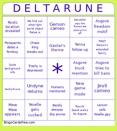 Deltarune Chapter 5 (Silly Predictions) Bingo Card