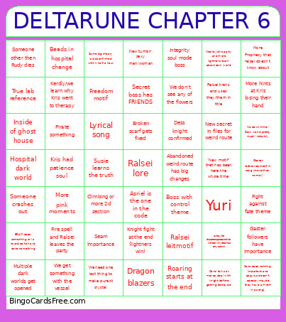 DELTARUNE CHAPTER 6 Bingo Card