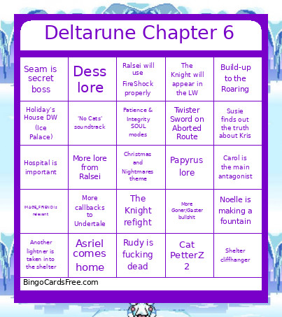 Deltarune Chapter 6 Bingo Card