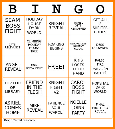 DELTARUNE CHAPTER 6 Bingo Card