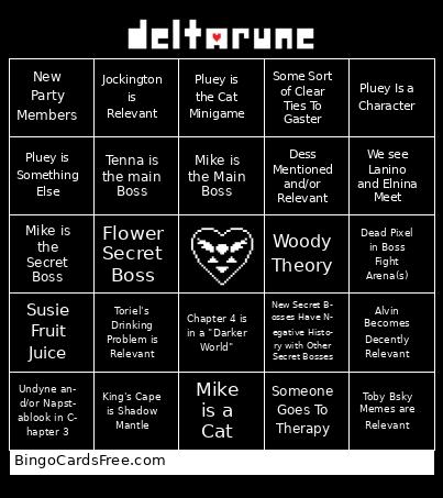 Deltarune Chapters 3 & 4 Bingo
