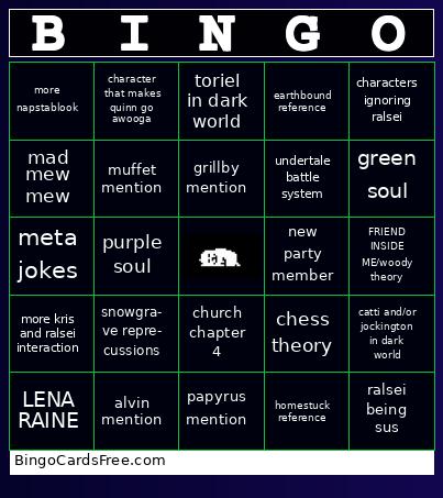 deltarune chapters 3/4 bingo