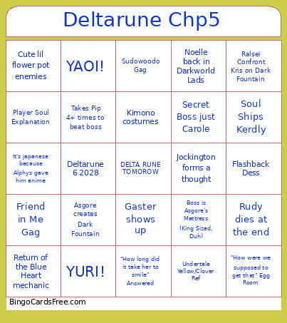 Deltarune Chp5 Bingo Card