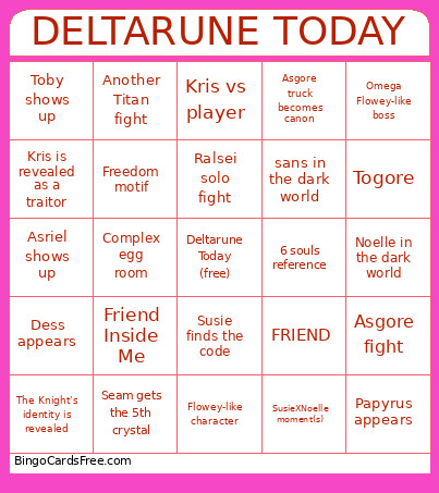 DELTARUNE TODAY Bingo Card 2
