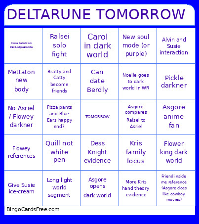DELTARUNE TOMORROW Bingo Card