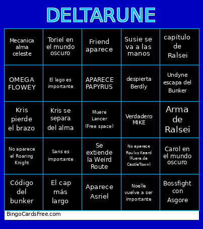 Deltarune Tomorrow Bingo Card