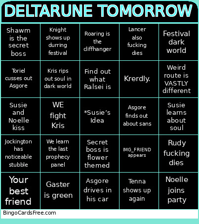 DELTARUNE TOMORROW Bingo Card