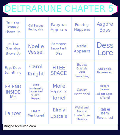 DELTRARUNE CHAPTER 5 Bingo Card