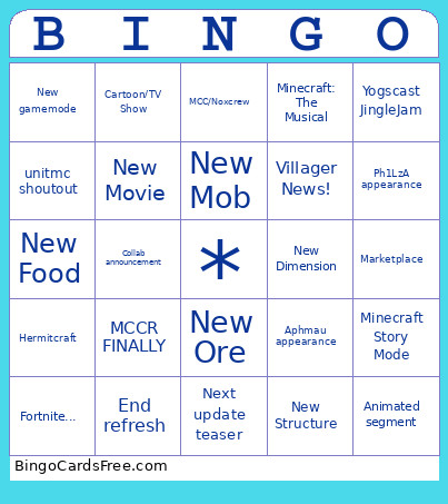 Delulu Minecraft LIVE September 2025 Bingo Card