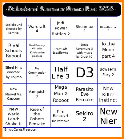 -Delusional Summer Game Fest 2026- Bingo Card