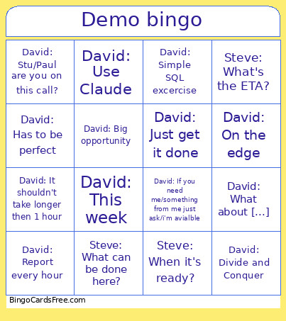 Demo Bingo Card