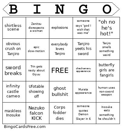 Demon Slayer Bingo