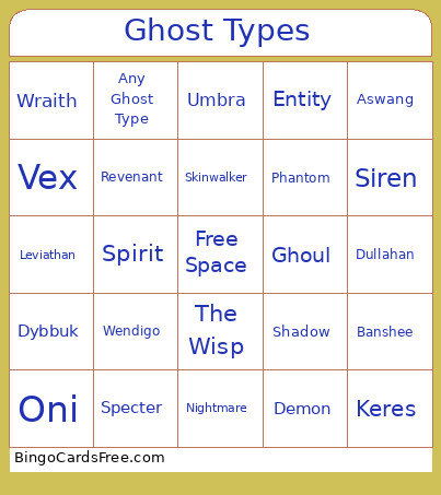 Demonology Bingo Card