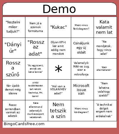 Demotemp Bingo Card