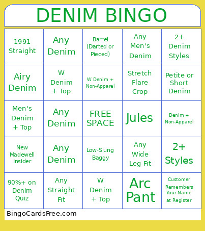 DENIM Bingo Card