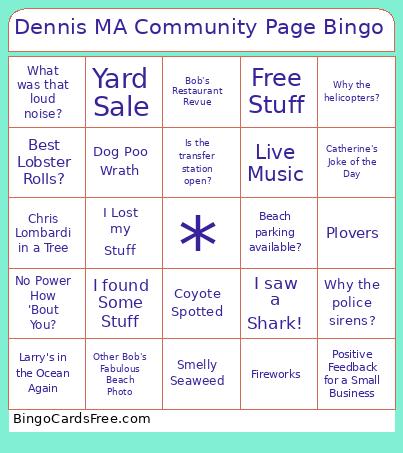 Dennis MA Community Page Bingo
