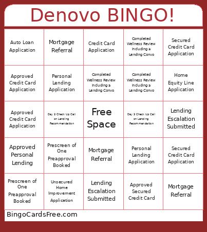 Denovo ! Bingo Card