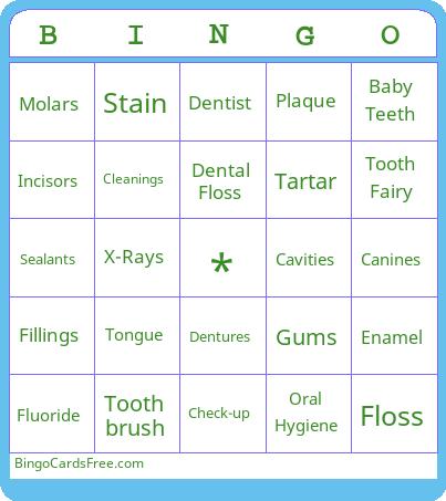 Dental terms for kids Bingo