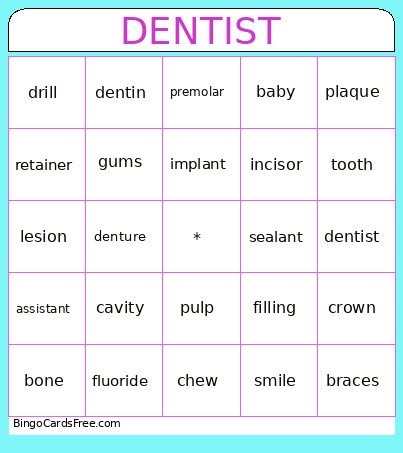 DENTIST Bingo Card