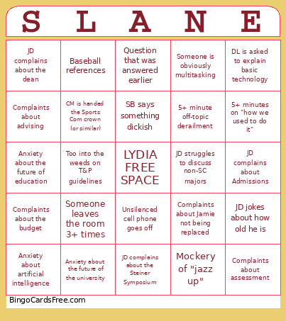 Dept Retreat 2026 Bingo Card