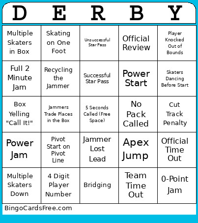 Derby 101 Bingo Card