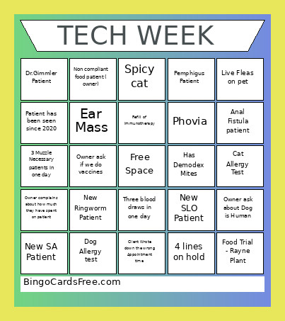 Derm Bingo Card