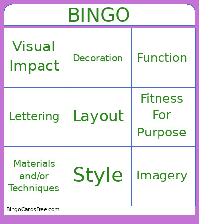 Design Vocabulary Bingo Card