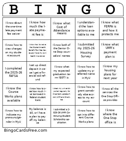 Destress fest 2025 Bingo