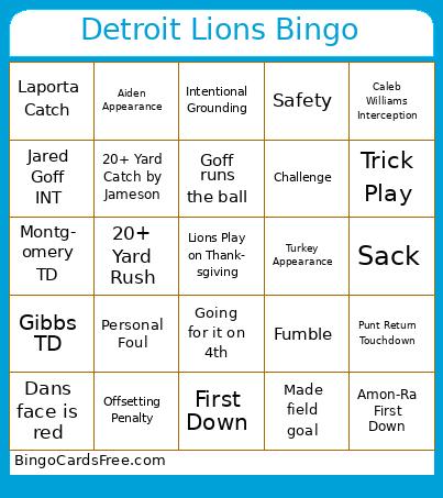 Detroit Lions Bingo