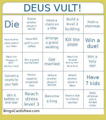 DEUS VULT! Bingo