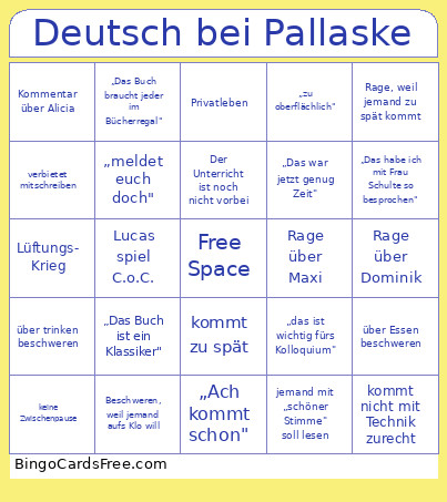Deutsch Bei Pallaske Bingo Card