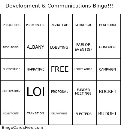 Development & Communications !!! Bingo Card